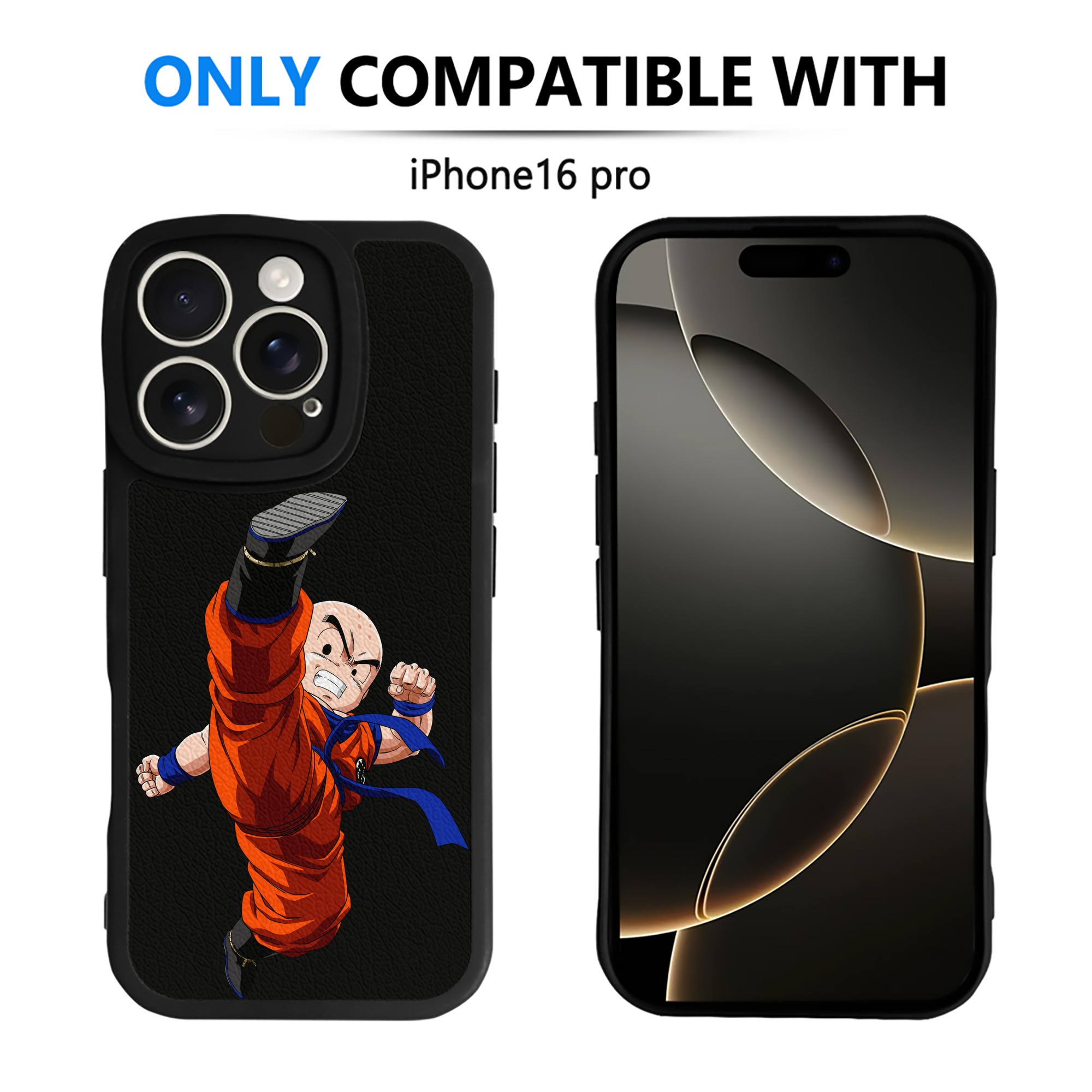 （画像用） ドラゴンボール クリリン DRAGON BALL krillin 【iPhone 16シリーズ対応】シリコンスマホケース（レザー調） 材質：シリコン
